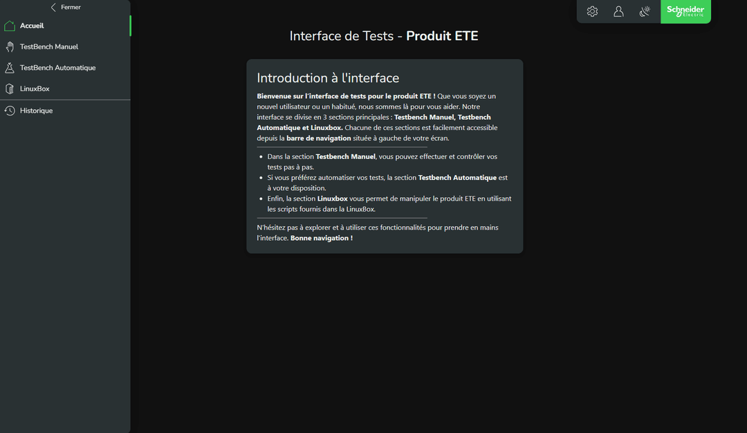 ETE Sensor - Tests Interface